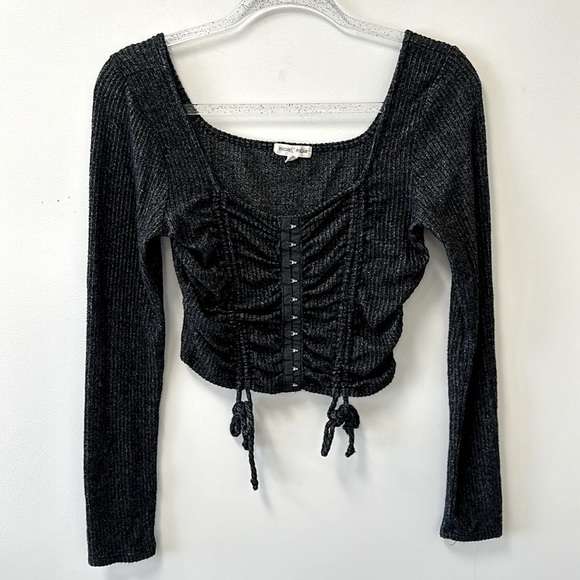 Moa Moa Sweaters - moa moa • Grey Ribbed Cropped Sweater • Sz M